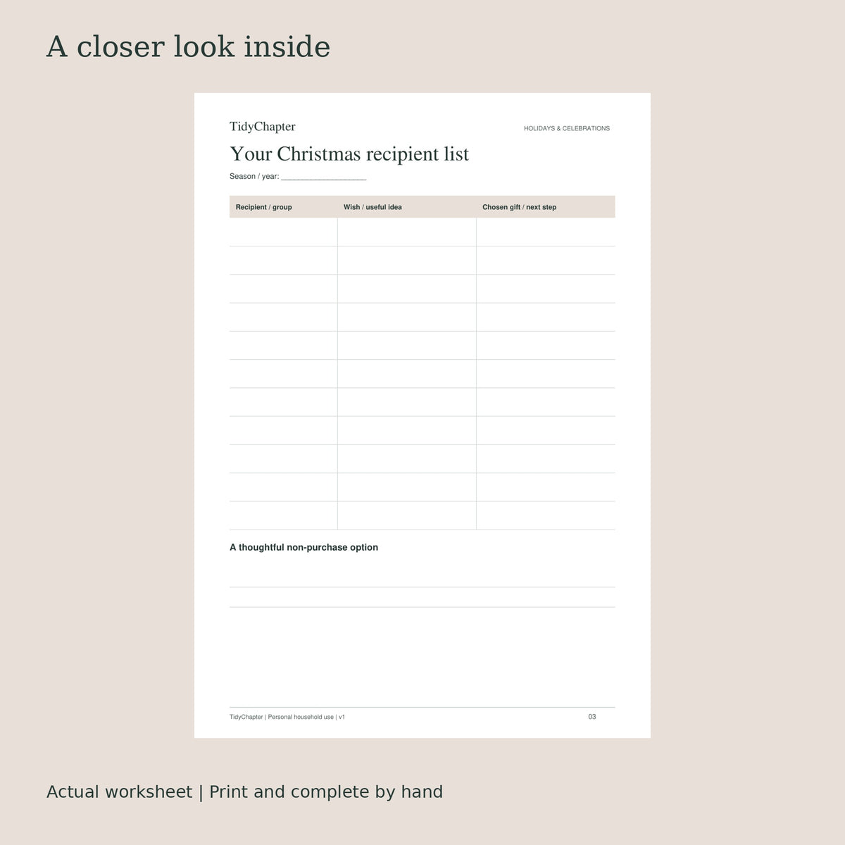 Christmas Gift List & Delivery Tracker actual worksheet preview