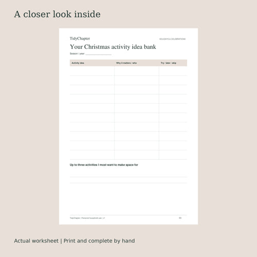 Christmas Activities & Advent Planner actual worksheet preview