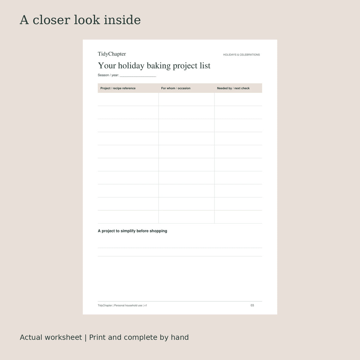 Festive Baking & Potluck Bundle actual worksheet preview