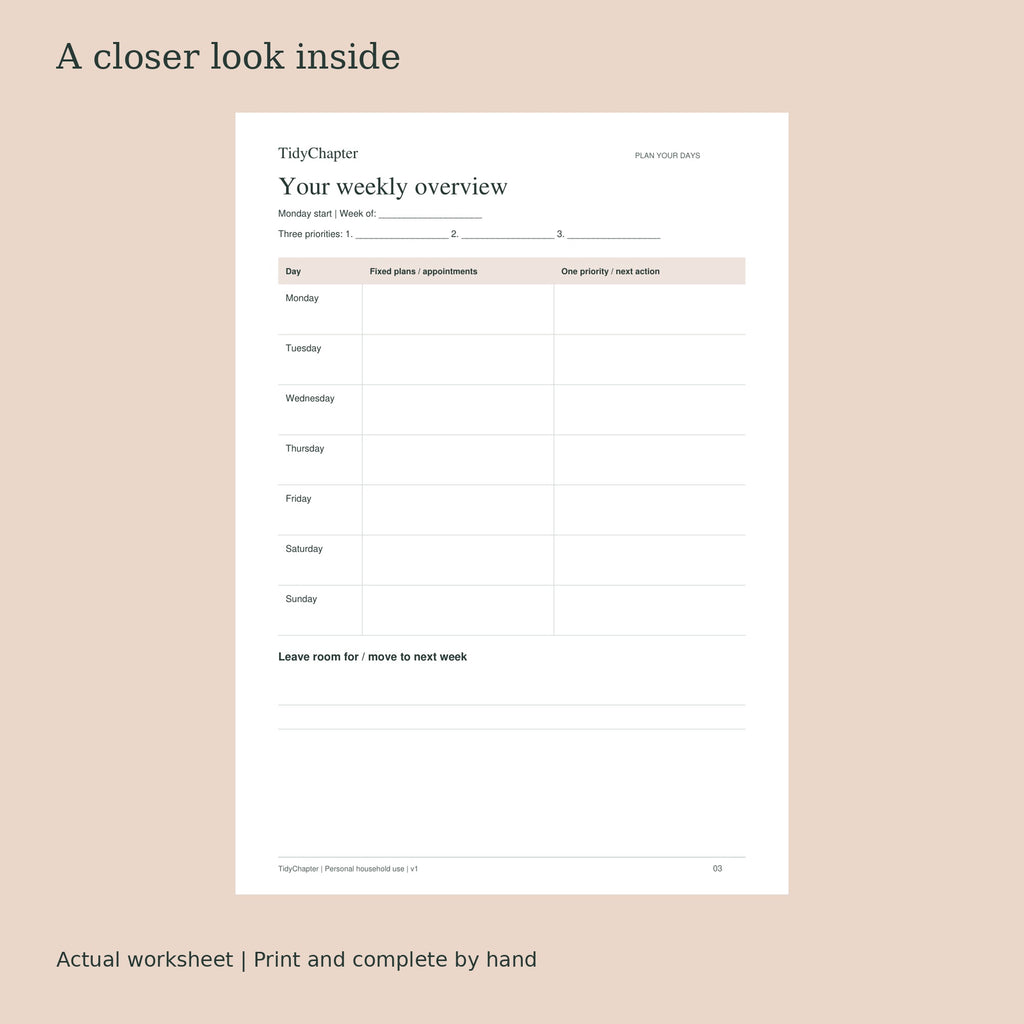 Everyday Planning Bundle actual worksheet preview