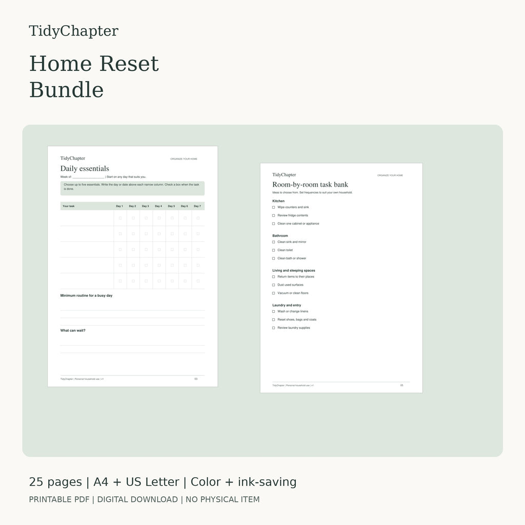Home Reset Bundle printable PDF preview