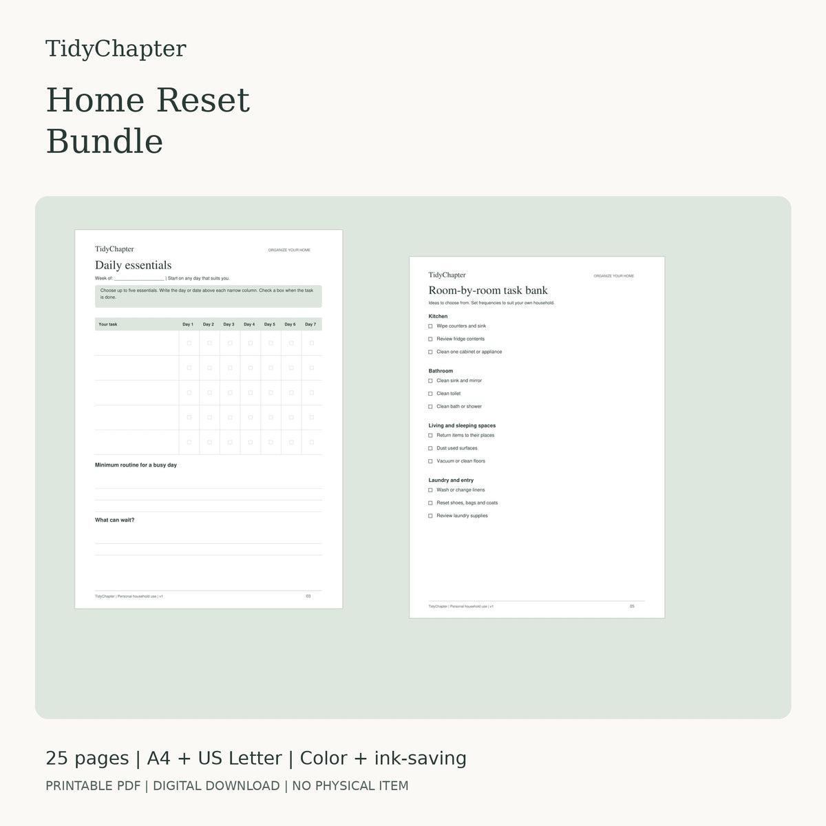 Home Reset Bundle printable PDF preview