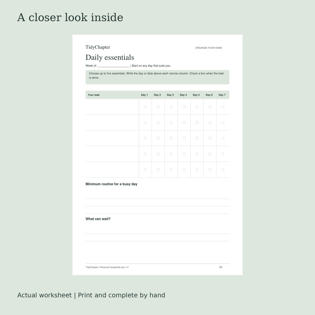 Home Reset Bundle actual worksheet preview