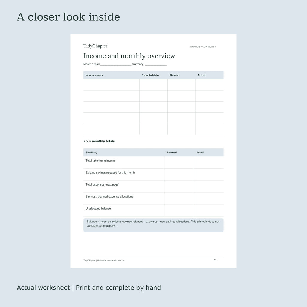 Money Clarity Bundle actual worksheet preview