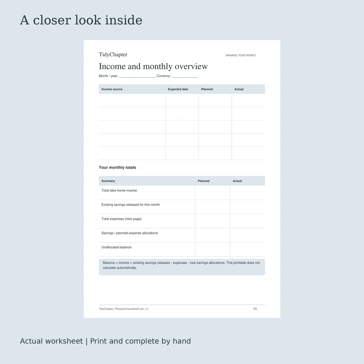 Money Clarity Bundle actual worksheet preview