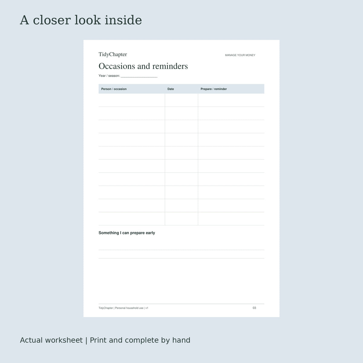 Gift Planning & Budget Tracker actual worksheet preview