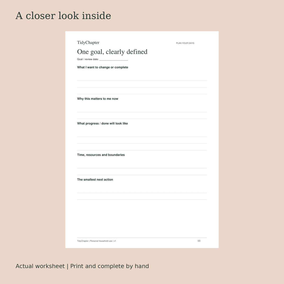 Goals & Projects Bundle actual worksheet preview