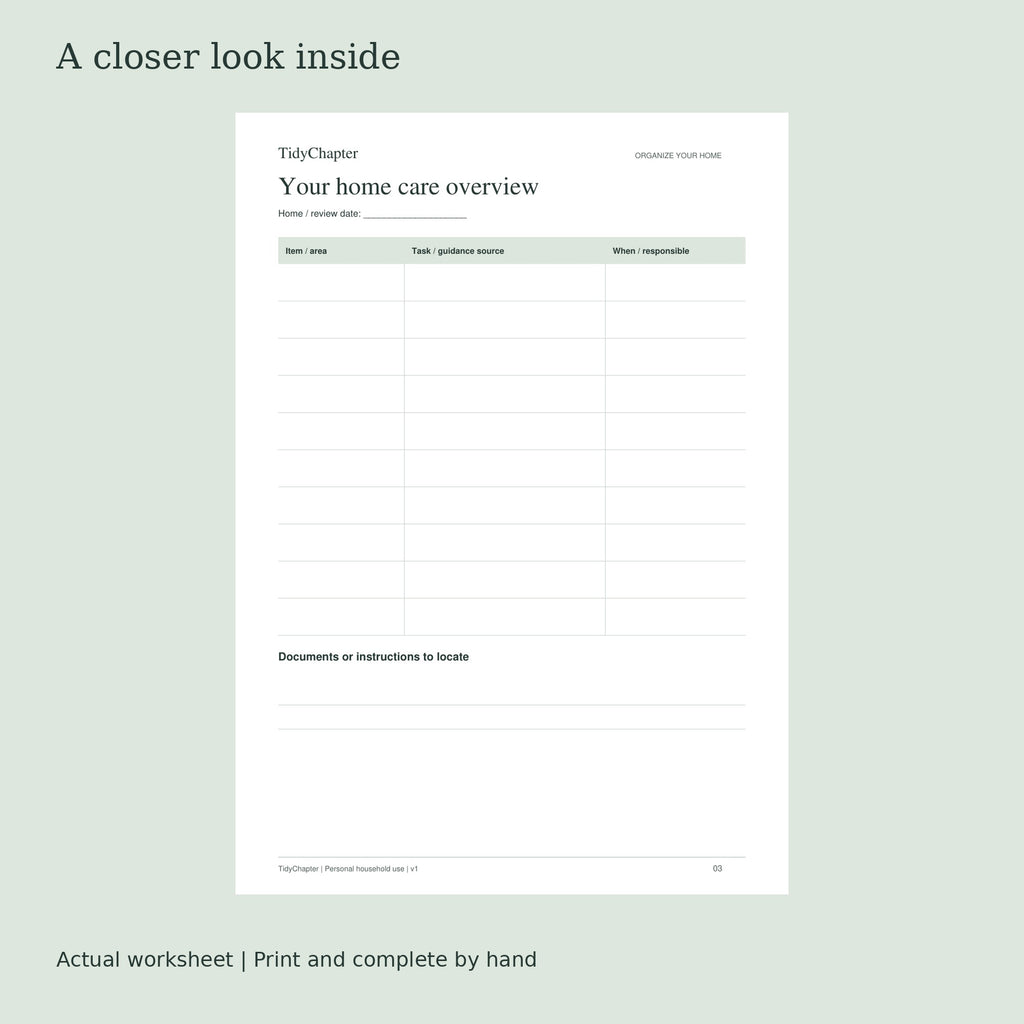 Home Care & Records Bundle actual worksheet preview