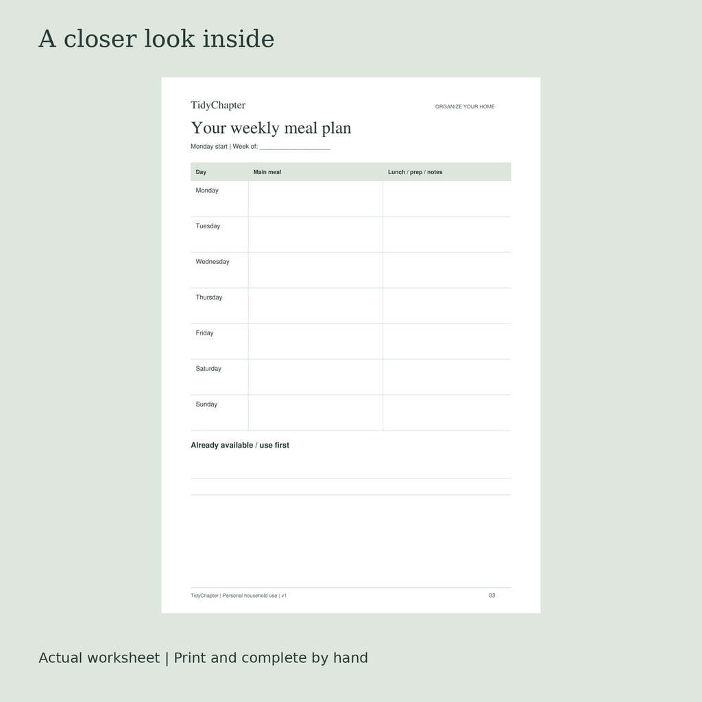 Kitchen Planning Bundle printable worksheet preview