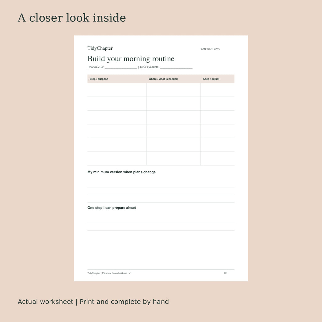 Everyday Routines Bundle actual worksheet preview