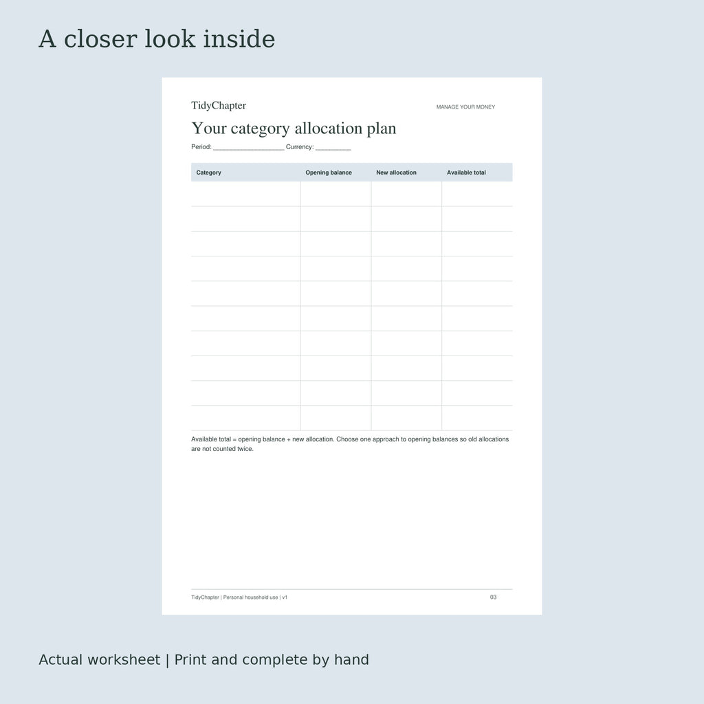 Flexible Money Planning Bundle actual worksheet preview