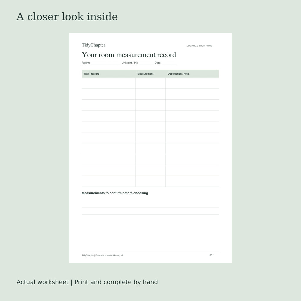 Home Space Planning Bundle actual worksheet preview