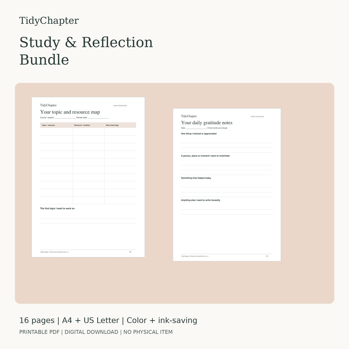 Study & Reflection Bundle two-pack printable PDF bundle in A4 and US Letter