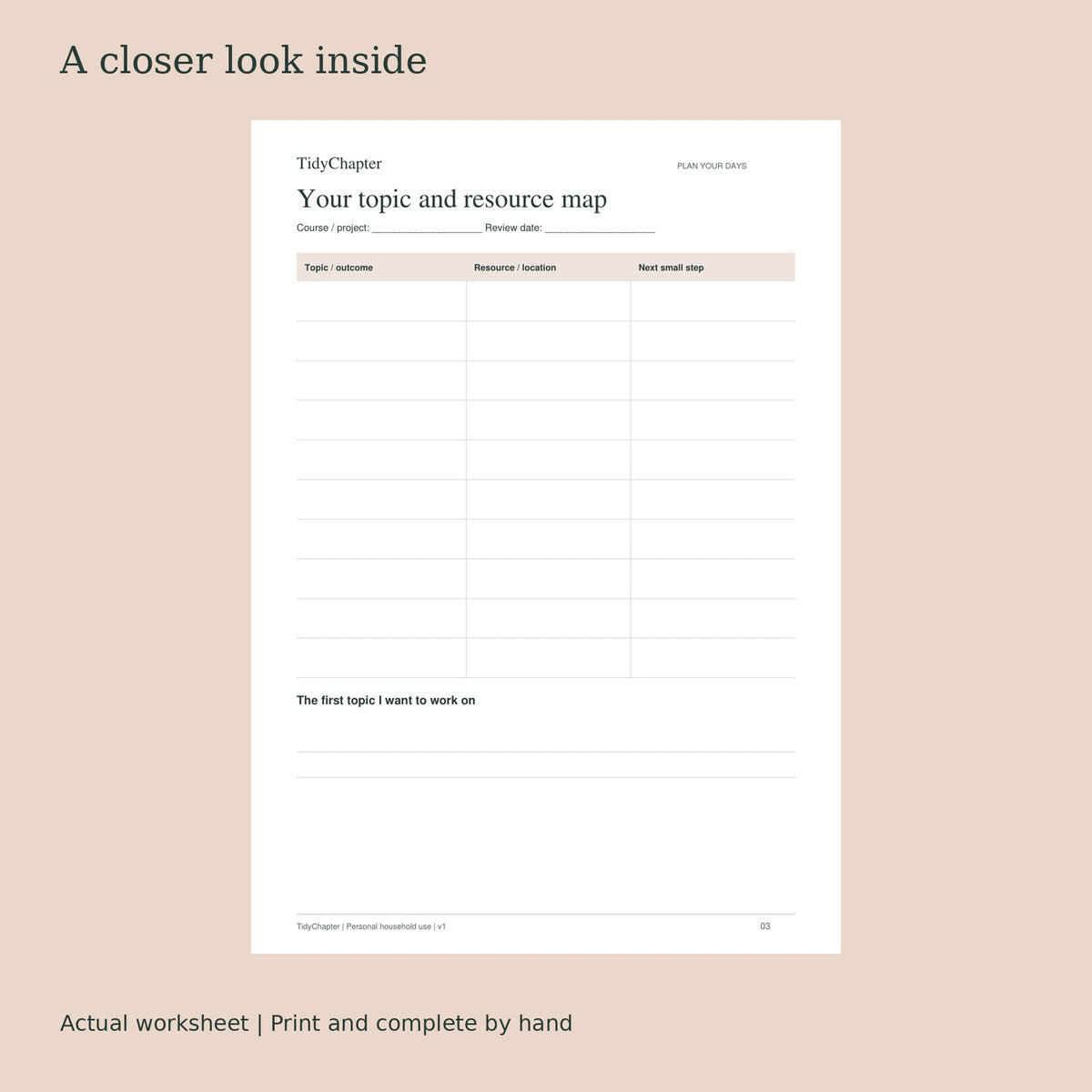 Study Session & Revision Planner actual worksheet preview
